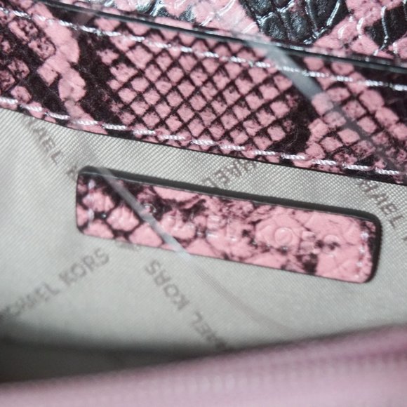 Michael Kors Rose Small MINI Crossbody Bag  Exotic Embossed Leather Pink - Picture 11 of 14